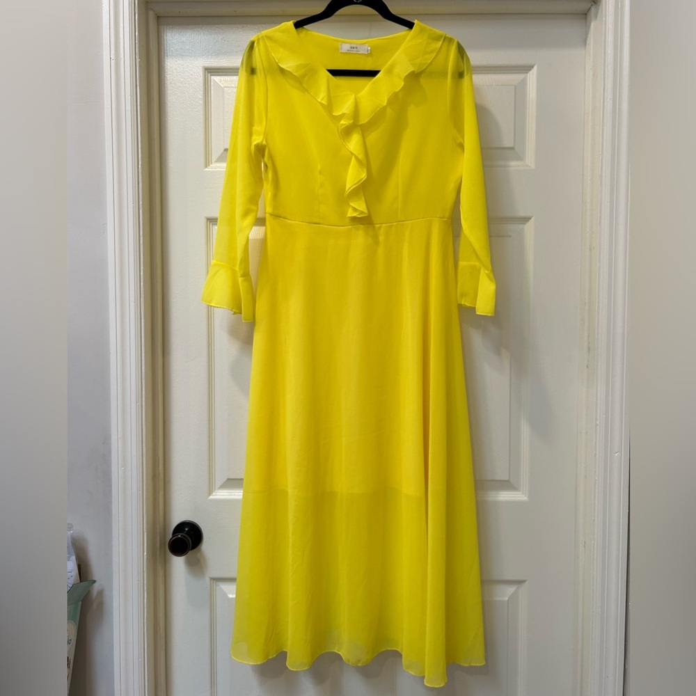 Bright Yellow Ruffle Detail Dress